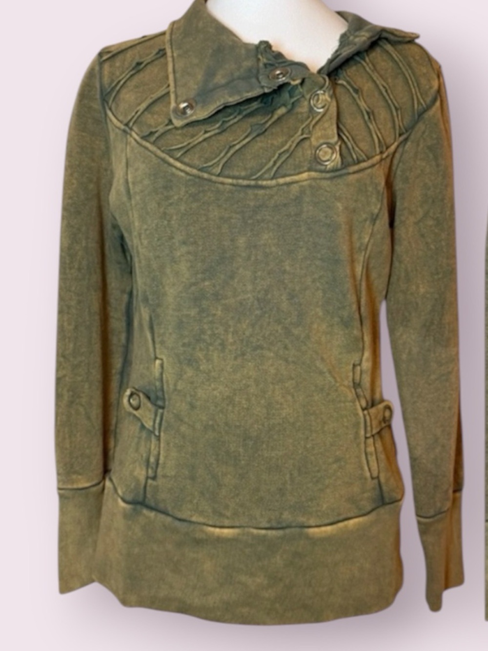 Kelly B Distressed Fitted Mineral Acid Wash Sweatshirt Medium